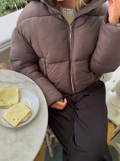 Short Puffer Jacket - Licorice