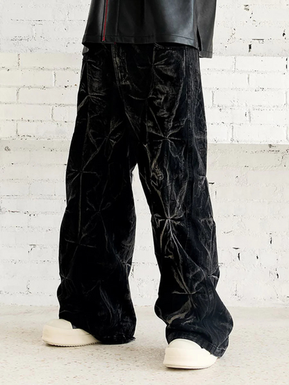 Vintage Pleated Wash Jeans
